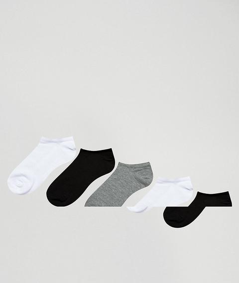 Asos Design - Confezione 5 Paia Di Calzini Sportivi Monocromatici - Multicolore