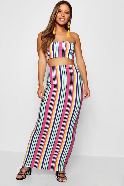 Petite Bold Stripe Jersey Maxi Skirt