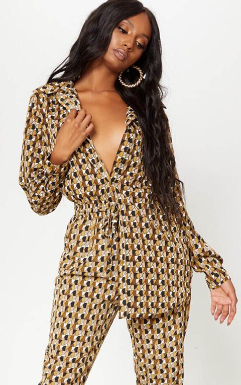 Multi Geo Print Oversized Shirt, Multi