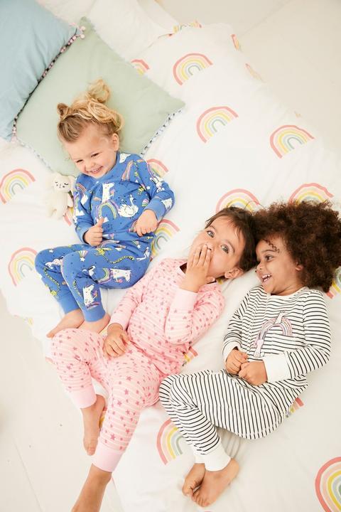 Girls Next Pink/blue 3 Pack Character Snuggle Pyjamas (9mths