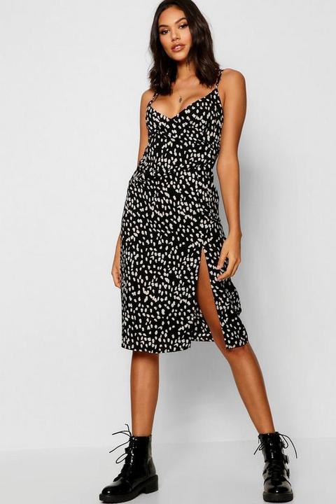 Animal Print Wrap Midi Dress