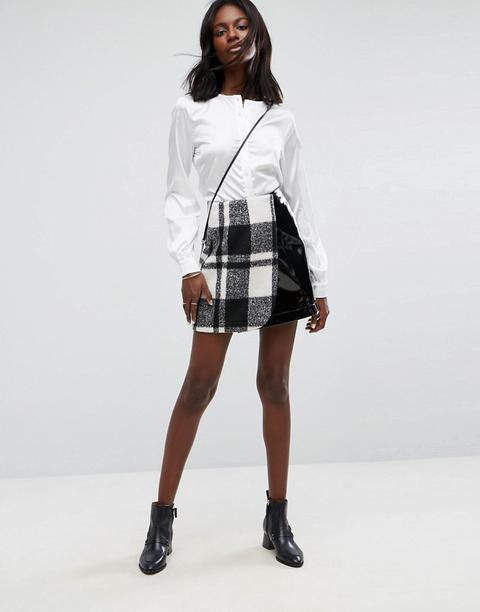 Asos Check And Vinyl Mini Skirt