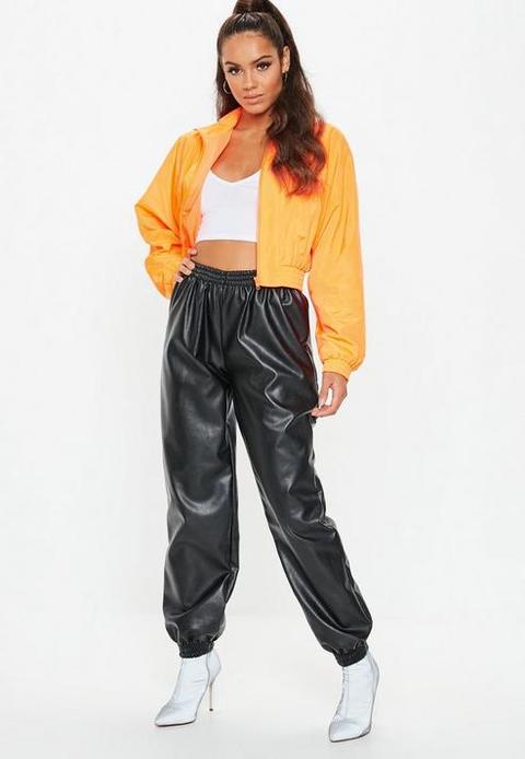 Missguided faux leather discount joggers