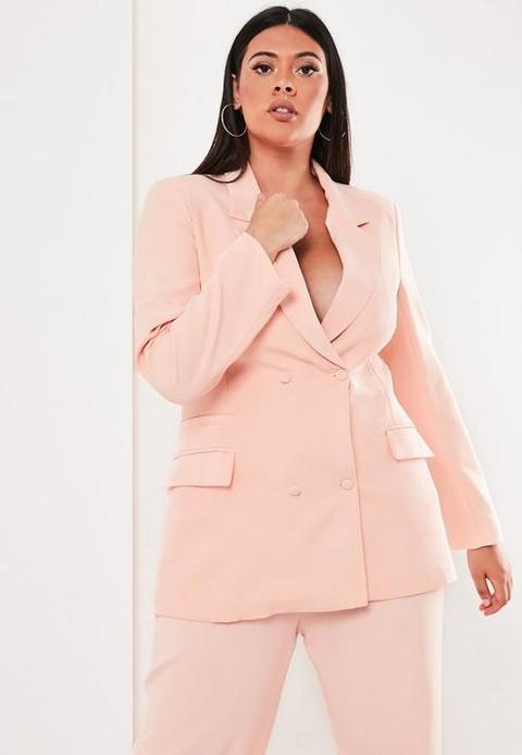 Plus Pink Double Breasted Structured Blazer Dress, 42% OFF