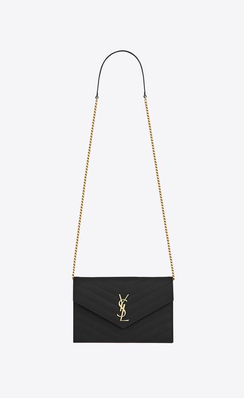 Envelope Chain Wallet In Grain De Poudre Embossed Leather
