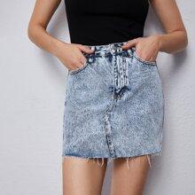 Falda Denim Bajo Crudo