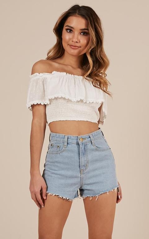 Yolo Denim Shorts In Mid Wash
