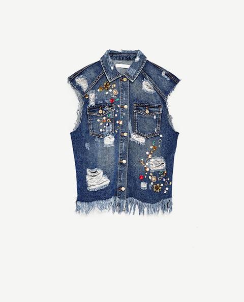 Gilet Denim Perline