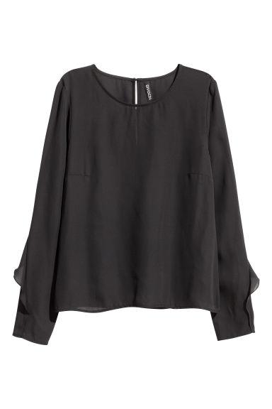 Blusa Con Volantes - Negro