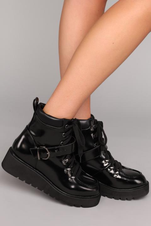 Patent Please Platform Bootie - Black