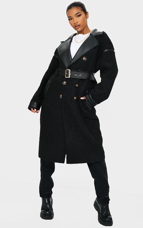 Black Pu Borg Reversible Trench Coat