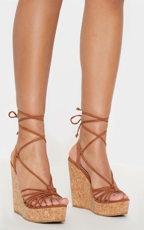tan lace up wedges