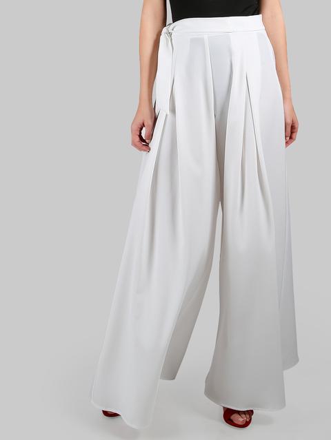 Wide Leg Tie Palazzo Pants White