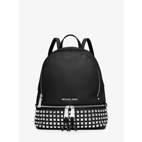 michael michael kors rhea medium studded pebbled leather backpack