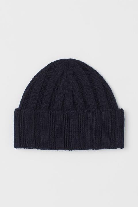 Rib-knit Hat - Blue