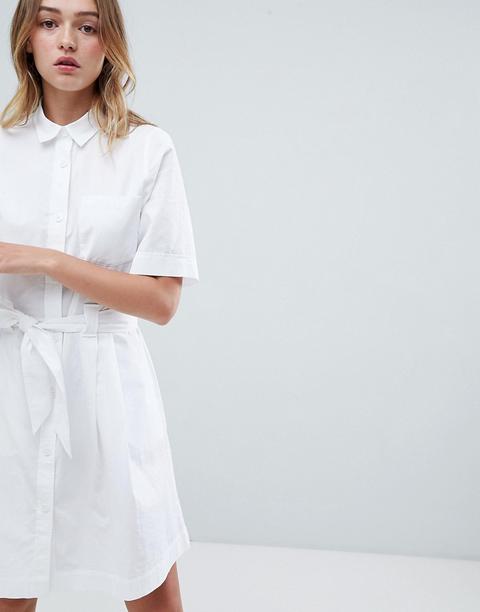 Monki - Vestito Camicia Midi Bianco - Bianco