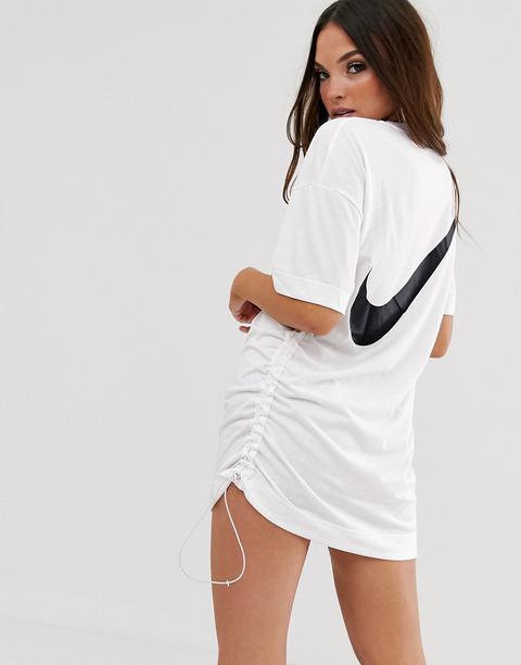 Nike White Swoosh Ruched Side T-shirt 