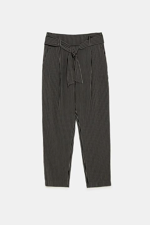 Pantaloni A Righe Cintura