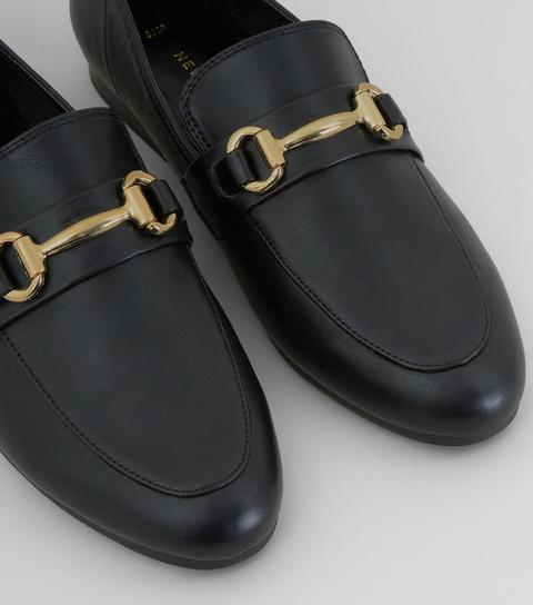 Black Snaffle Trim Loafers
