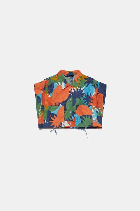Camisa Cropped Estampada