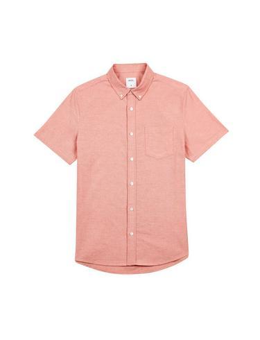 Mens Tang Pink Short Sleeve Oxford Shirt, Pink