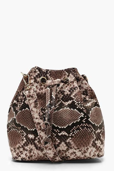 Faux Python Duffle Cross Body Bag