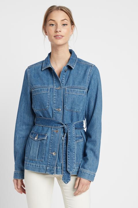 belted denim jacket