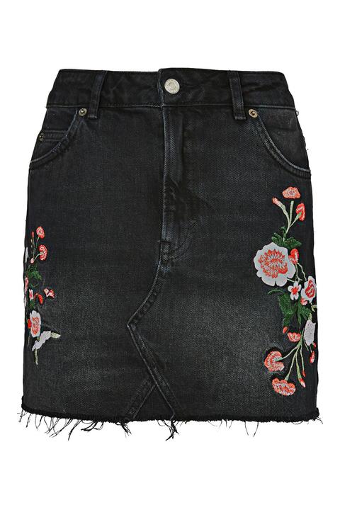 Moto Bud Floral Denim Skirt