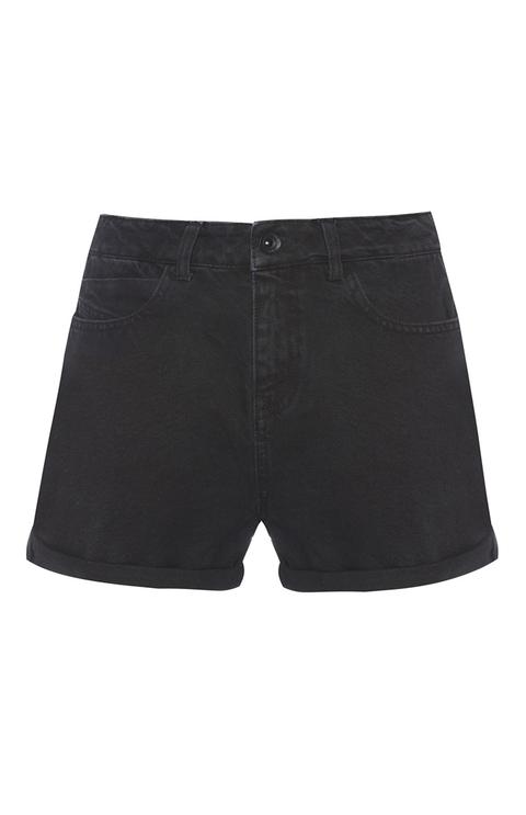 Short Vaquero Negro De Talle Alto