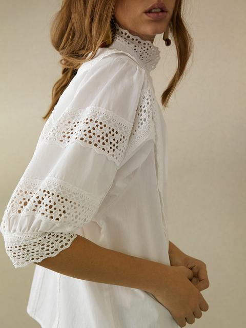 Blusa Puntilla De Algodón