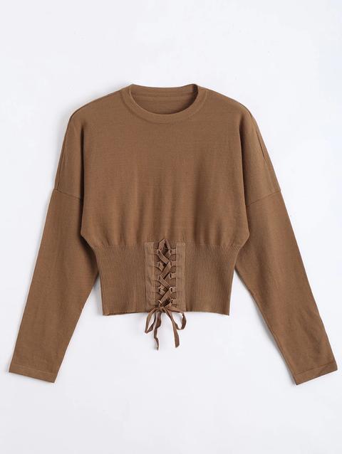 Maglione Corto In Maglia Con Lacci