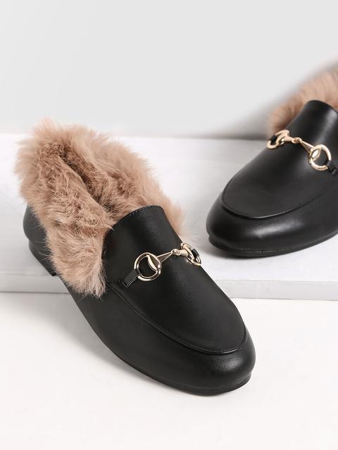 Mocasines De Piel Negra Con Forro De Piel