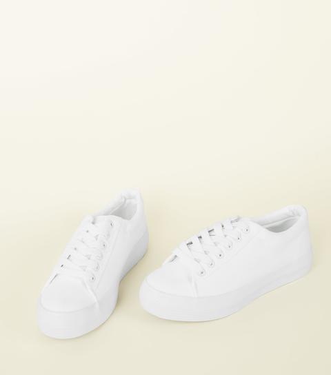 new look white platform trainers