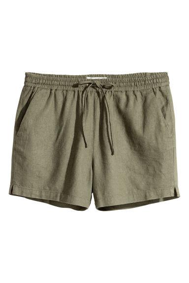H & M - Shorts In Misto Lino - Verde