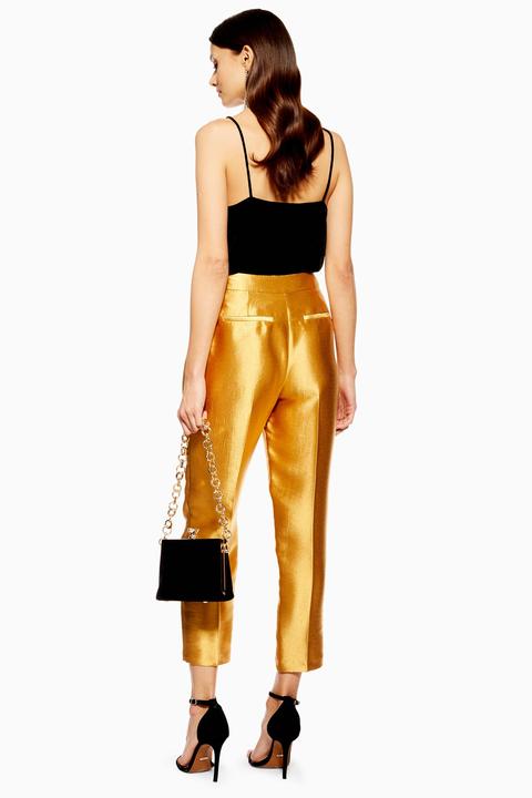 Womens Satin Clean Peg Trousers - Gold 