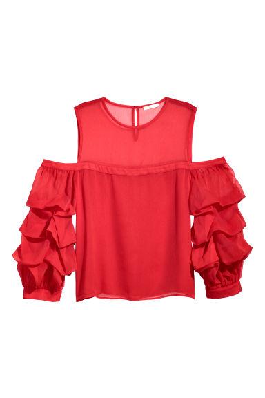 H & M - Top In Chiffon - Rosso