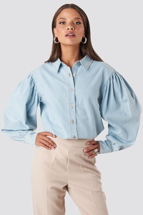 Puff Sleeve Denim Shirt