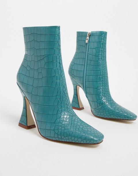 Raid - Kate - Bottines À Talons Évasés - Bleu Croco