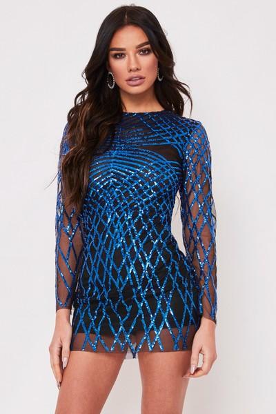 Tracy Cobalt Blue Sequin Mini Dress