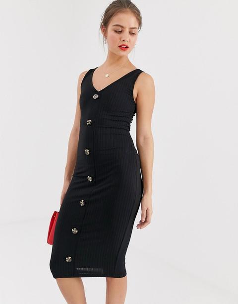 Vestido Midi Con Botones De Vila-negro