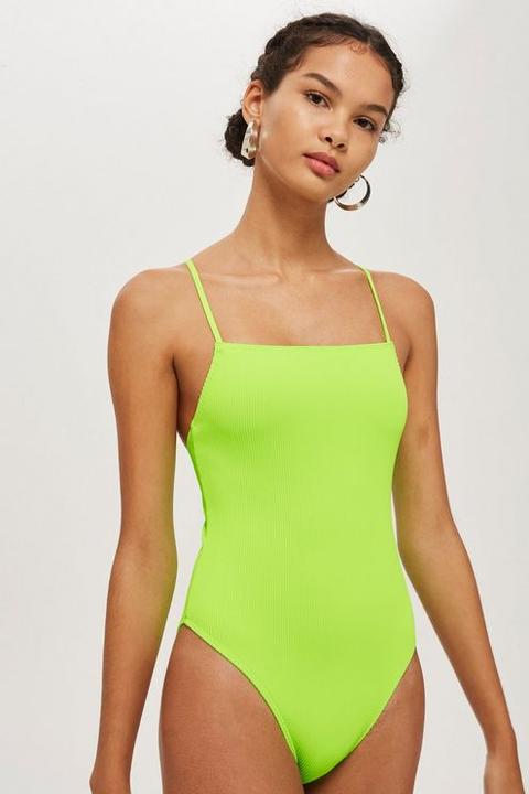 Womens Straight Neck Swimsuit - Lime, Lime