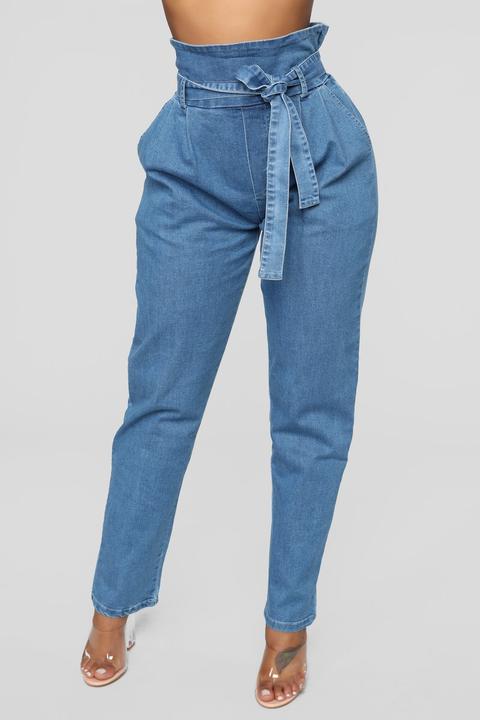 Main Thang Paperbag Waist Jeans - Medium Wash