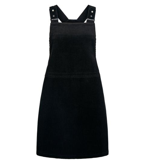 black corduroy pinafore dress