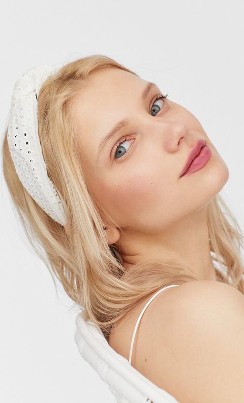 Str Swiss-embroidered Rigid Headband In White