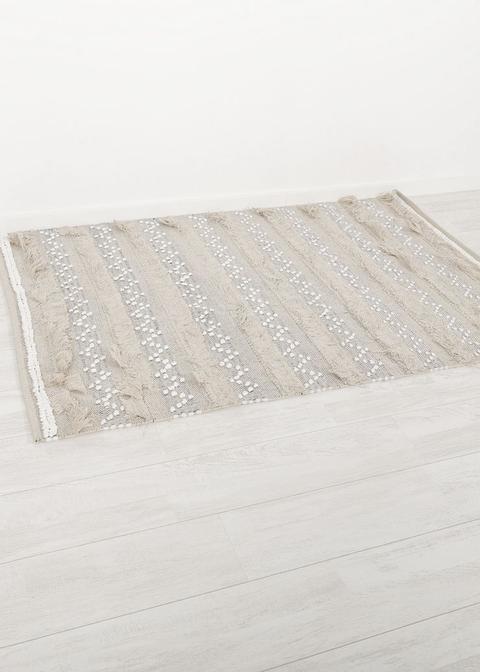 Alfombra Boho Flecos Beige