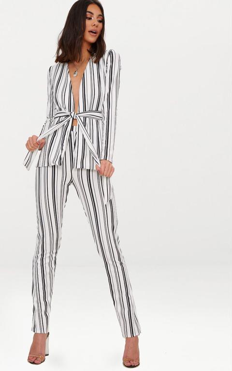 White Stripe Cigarette Trousers