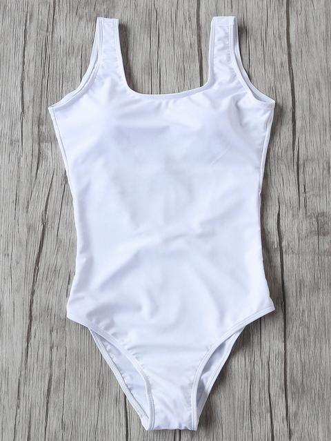 White Square Neck One-piece Swimwear