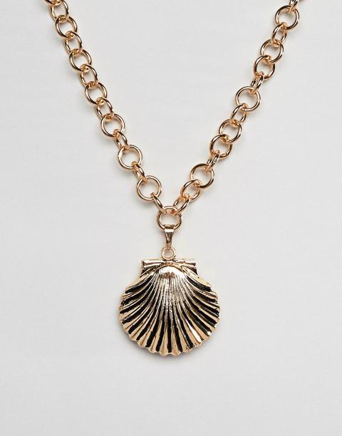 Designb London - Collana Con Ciondolo A Conchiglia Oversize - Oro