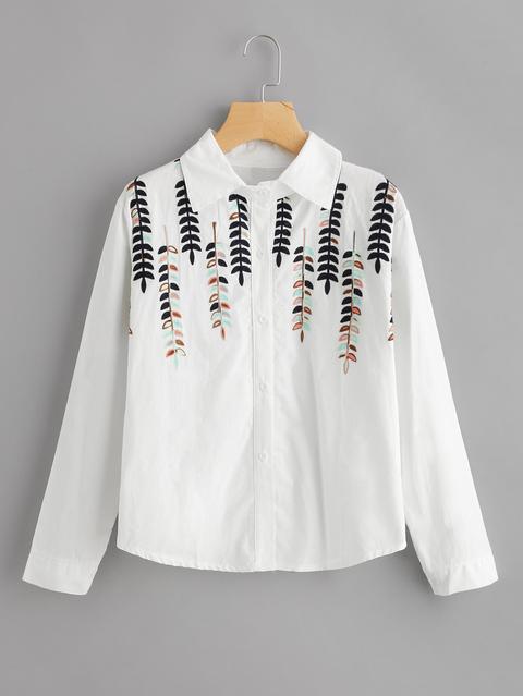 Blusa Con Bordado De Tridimensional