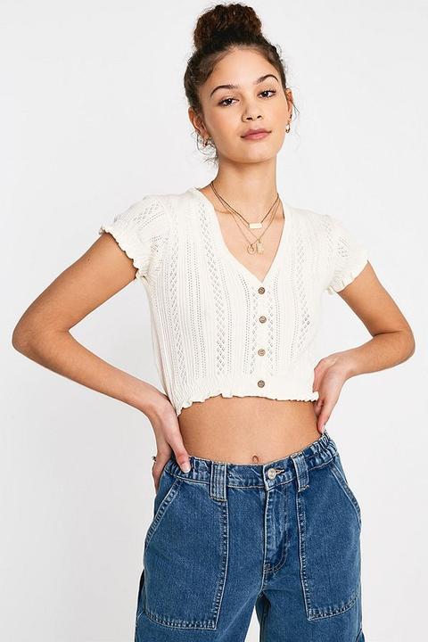 Uo Pointelle Button-through Top